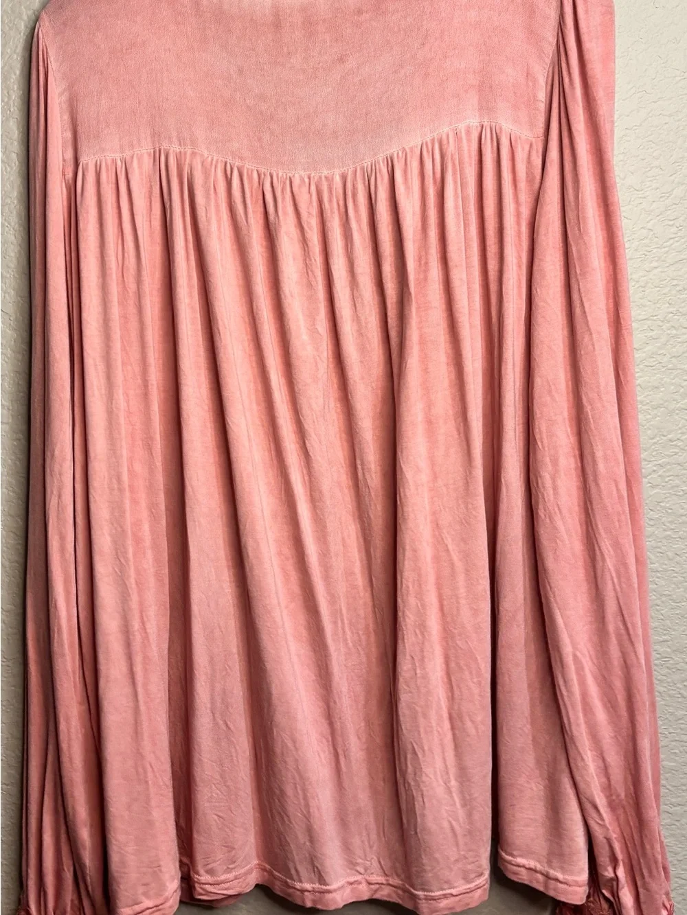 POL Rose-Pink Lace Trim Peasant Blouse - Picture 3 of 4